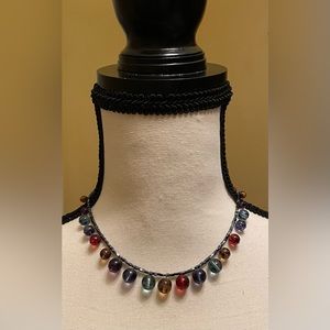 EMILY RAY Sterling Silver/ Glass Beaded Necklace; Vintage; Perfect Condition.